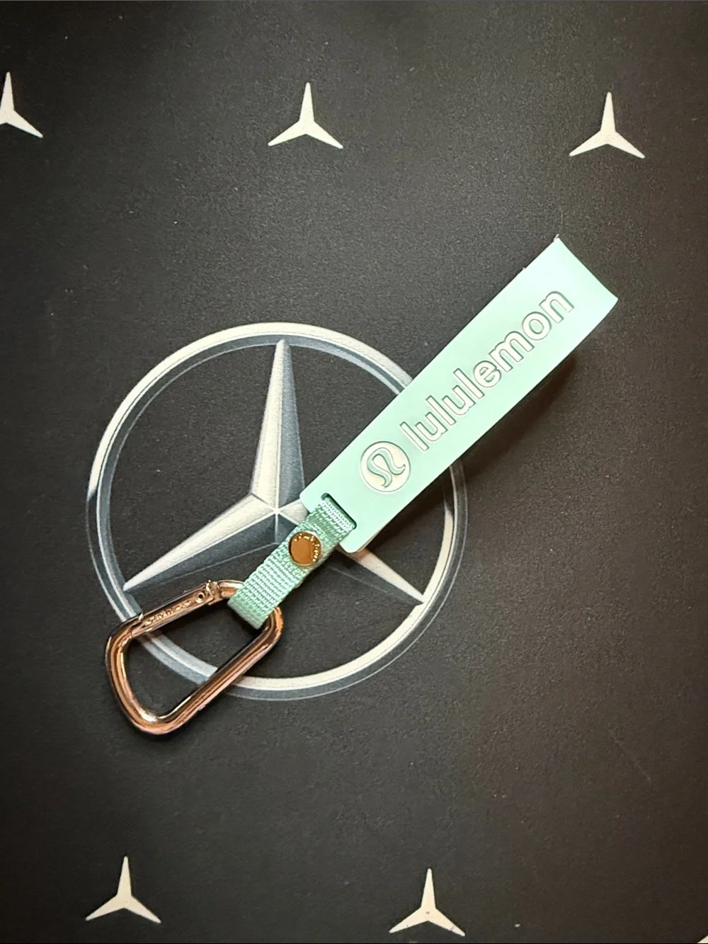 lululemon athletica Mint Green Key Ring with Silver Carabiner